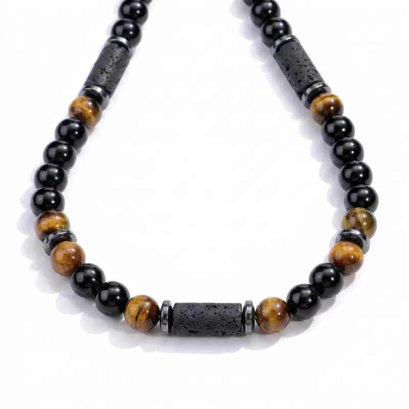 Tigers Eye & Lava Stone Necklace – Energy Prosperity & Protection Tigers Eye & Lava Stone Necklace – Energy Prosperity & Protection