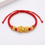 Red Rope Gold Pixiu Woven Bracelet for Wealth & Protection - Buddha Bodhis gold-pixiu-red-string-bracelet