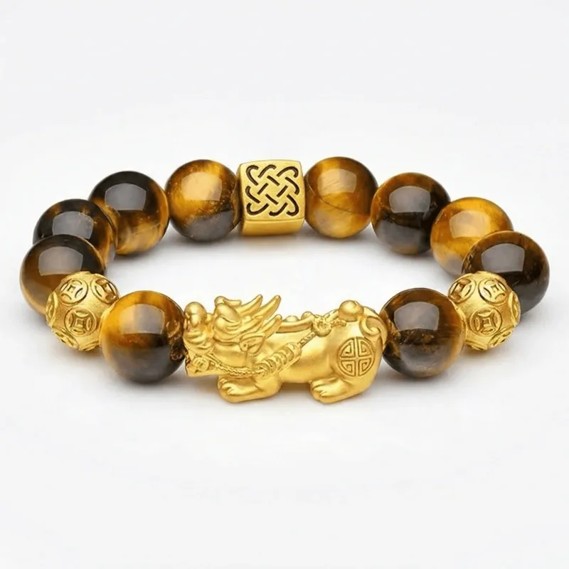 gold-pixiu-tiger-eye-bracelet gold-pixiu-tiger-eye-bracelet