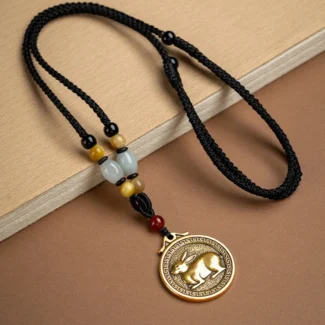 Chinese Zodiac Fu Coin Gemstone Pendant Necklace – Good Fortune, Protection & Prosperity (2)