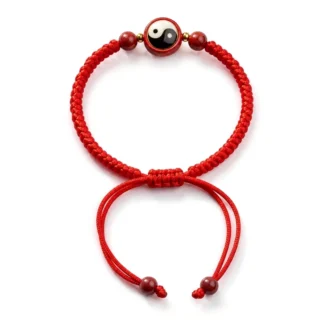 Cinnabar & Hand-Braided Red Cord Tai Chi Bracelet – Balance, Harmony & Spiritual Protection (1)