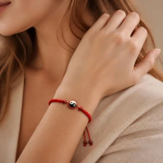 Cinnabar & Hand-Braided Red Cord Tai Chi Bracelet – Balance, Harmony & Spiritual Protection (2)