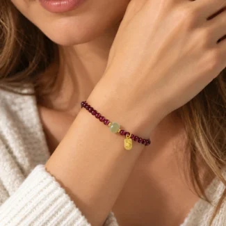 Home 69 - Buddha Bodhis Garnet & Qing Shui Hetian Jade Fu Blessing Bracelet – Vitality, Harmony & Good Fortune (1)