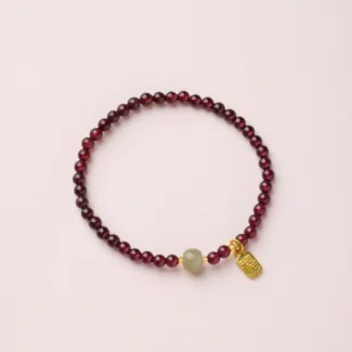 Home 68 - Buddha Bodhis Garnet & Qing Shui Hetian Jade Fu Blessing Bracelet – Vitality, Harmony & Good Fortune (3)