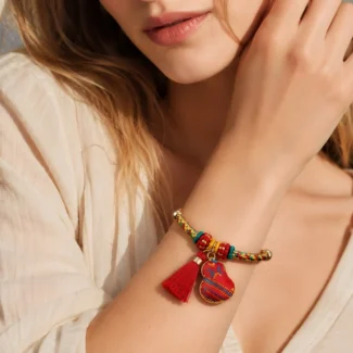 Hand-Braided Five-Color Cord Gourd Charm Bracelet – Longevity, Good Fortune & Protection-1