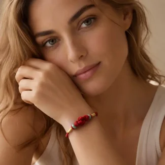 Hand-Braided Red Cord Bracelet with Jade Beads and Chinese Knot (3)