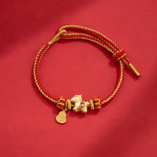 Hand-Braided Red Cord Horse Charm Bracelet – Prosperity, Good Fortune & Success (2)