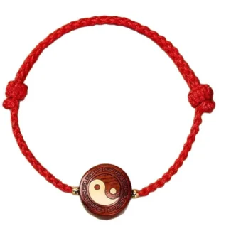 Hand-Braided Red Cord Tai Chi Yin-Yang Bracelet – Balance, Unity & Auspicious Protection (1)