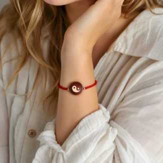 Hand-Braided Red Cord Tai Chi Yin-Yang Bracelet – Balance, Unity & Auspicious Protection (4)