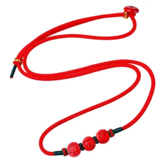 Horse Zodiac Cinnabar Red String Waist Chain with Tiger Dog and Goat Beads (1) (1)