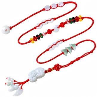 Jade Pixiu Waist Chain – Five Elements Braided Red Belly Chain (1) (1)