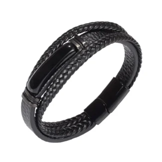 Men’s Gemstone Bracelet with Tiger Eye, Obsidian or Green Aventurine – Braided Design & Magnetic Clasp (3)
