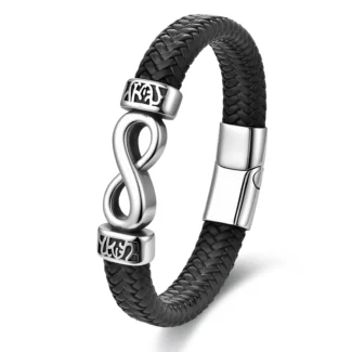 Men’s Infinity Symbol Braided Leather Bracelet with Magnetic Clasp – Modern Gift for Him (1)