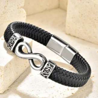 Men’s Infinity Symbol Braided Leather Bracelet with Magnetic Clasp – Modern Gift for Him (2)
