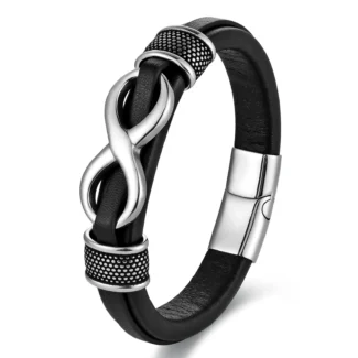 Men’s Infinity Symbol Leather Bracelet with Magnetic Clasp – Meaningful Gift for Him (1)