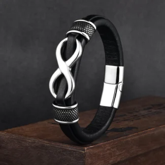 Men’s Infinity Symbol Leather Bracelet with Magnetic Clasp – Meaningful Gift for Him (2)