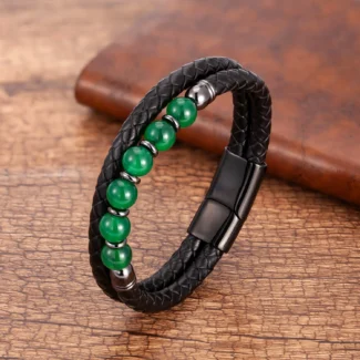 Men’s Natural Stone Double-Layer Braided Bracelet – Balance, Strength & Confidence (2)