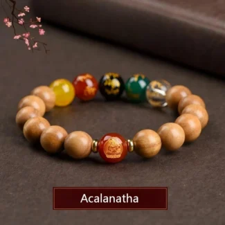 Natural Peach Wood Chinese Zodiac Guardian Buddha Bracelet for Women – Buddhist Beaded Talisman Jewelry (7)