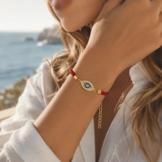 Red Milan Cord & Alloy Evil Eye Bracelet – Spiritual Protection, Good Fortune & Lasting Connection (1)