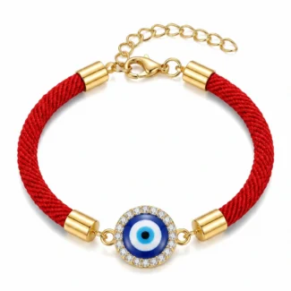 Red Milan Cord & Electroplated Alloy Evil Eye Bracelet – Spiritual Protection, Clarity & Good Fortune (2)