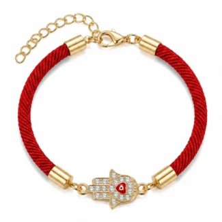 Red Milan Cord & Electroplated Alloy Hamsa Evil Eye Bracelet – Spiritual Protection, Good Fortune & Inner Peace (2)