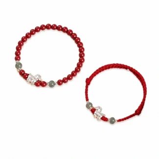 S999 Silver Horse Zodiac Bracelet with Jade and Cinnabar – Red String Good Luck Jewelry (3)
