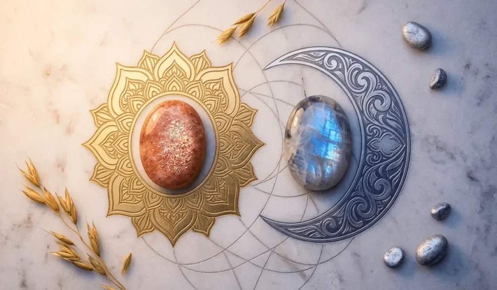 Sunstone vs. Moonstone: Exploring Their Differences and Harmonizing Solar and Lunar Energies 3 - Buddha Bodhis Sunstone vs. Moonstone: Exploring Their Differences and Harmonizing Solar and Lunar Energies 2 - Buddha Bodhis