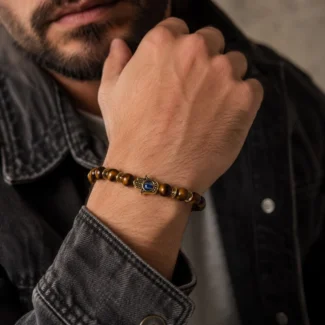 Tiger Eye Hamsa Evil Eye Bracelet – Courage, Focus & Protection (1)