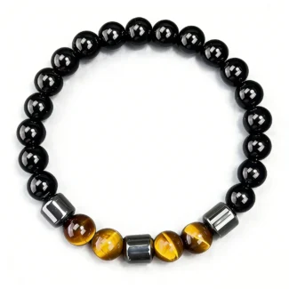 Tiger Eye & Obsidian Magnetic Bead Bracelet – Focus, Grounding & Confidence (4)