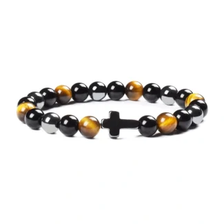 Tiger Eye Triple Protection Cross Bracelet – Courage, Grounding & Strength (1)