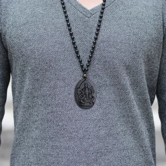 Home 35 - Buddha Bodhis Black Obsidian Ganesha Pendant – Hindu Elephant God Amulet for Protection & Prosperity (3)