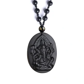 Home 34 - Buddha Bodhis Black Obsidian Ganesha Pendant – Hindu Elephant God Amulet for Protection & Prosperity (4)