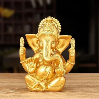 Gold Thai Ganesha Statue – Southeast Asian Resin Elephant God Figurine for Living Room, Office & Gift Decor (1)