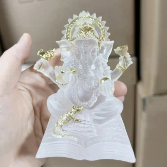 Translucent White Ganesha Statue – Southeast Asian Resin Elephant God Figurine for Home & Office Decor (4)