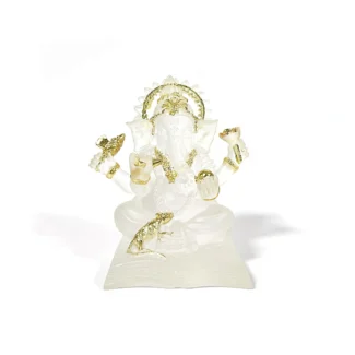 Translucent White Ganesha Statue – Southeast Asian Resin Elephant God Figurine for Home & Office Decor (5)