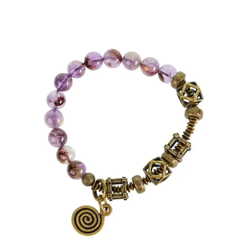 Amethyst Phantom & Brass Bracelet