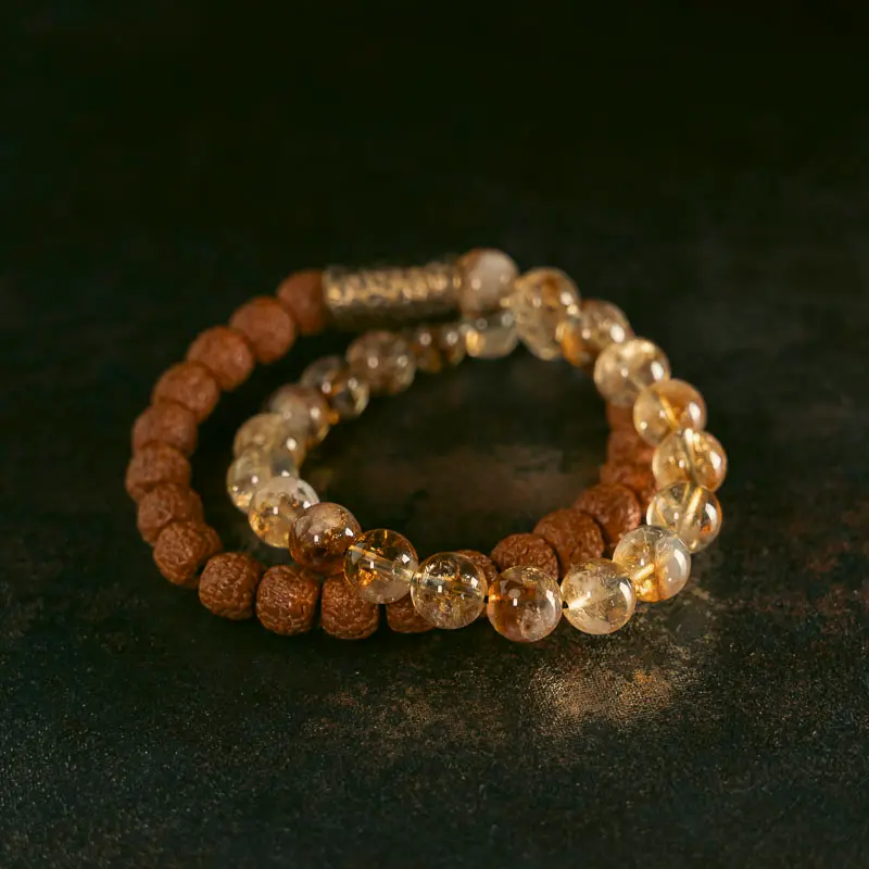 Citrine & Bodhi Seed Bracelet