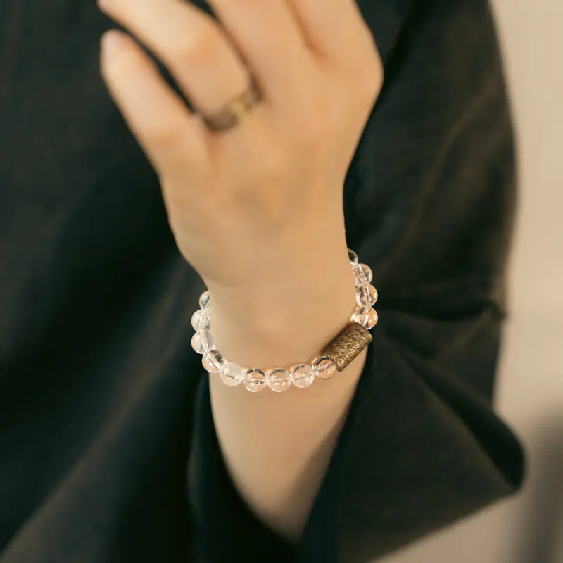 Clear Quartz Bracelet Healing Energy & Vintage Brass