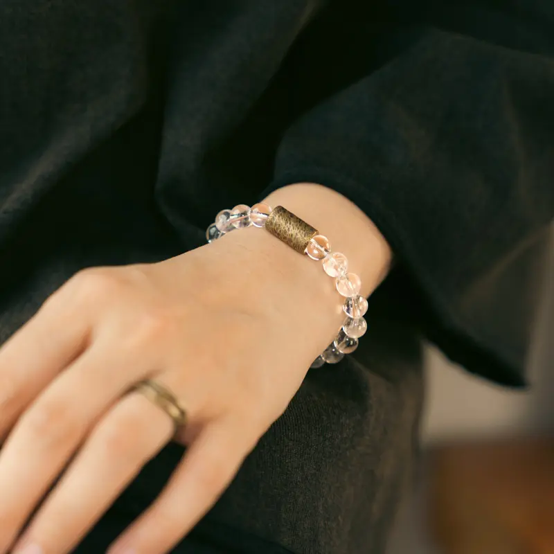 Clear Quartz Bracelet Healing Energy & Vintage Brass