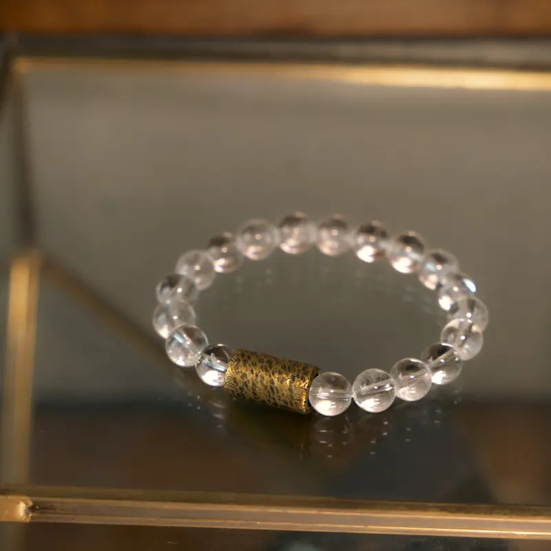 Clear Quartz Bracelet Healing Energy & Vintage Brass