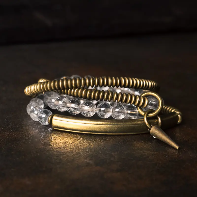 Clear Quartz Coil Bracelet Industrial Wrap Jewelry