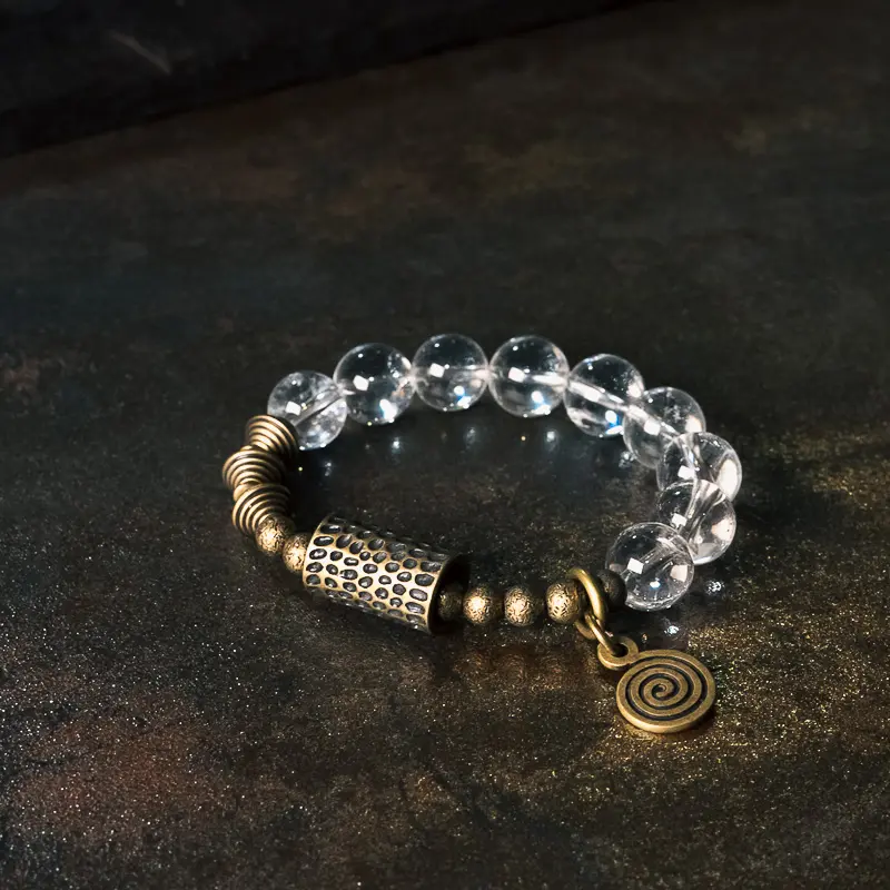 Clear Quartz Spiral Bracelet Vintage Spiritual Jewelry