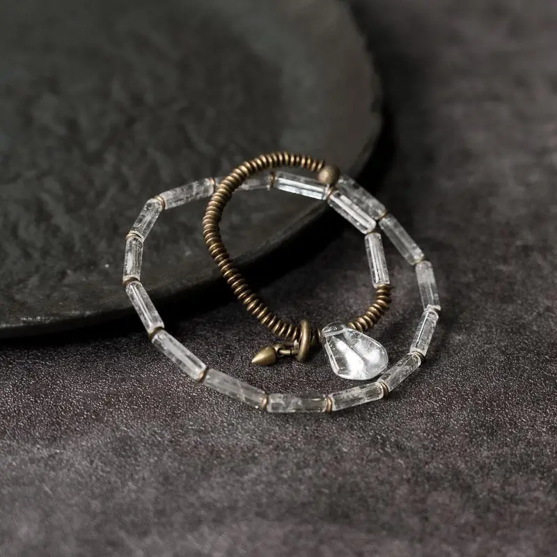 Clear Quartz Wrap Bracelet Industrial Crystal Jewelry