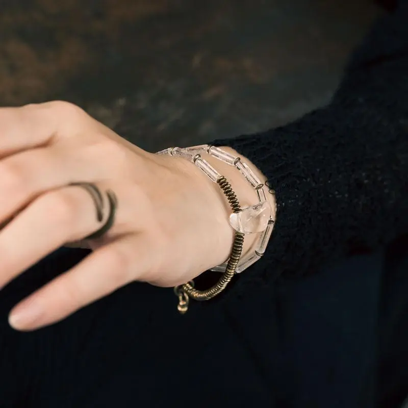 Clear Quartz Wrap Bracelet Industrial Crystal Jewelry