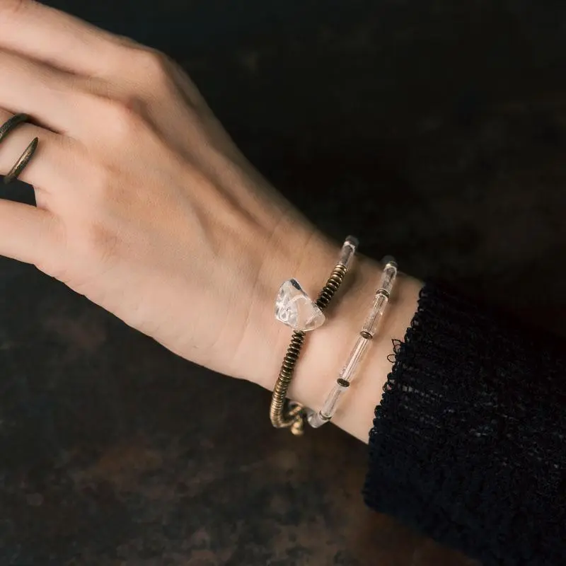 Clear Quartz Wrap Bracelet Industrial Crystal Jewelry