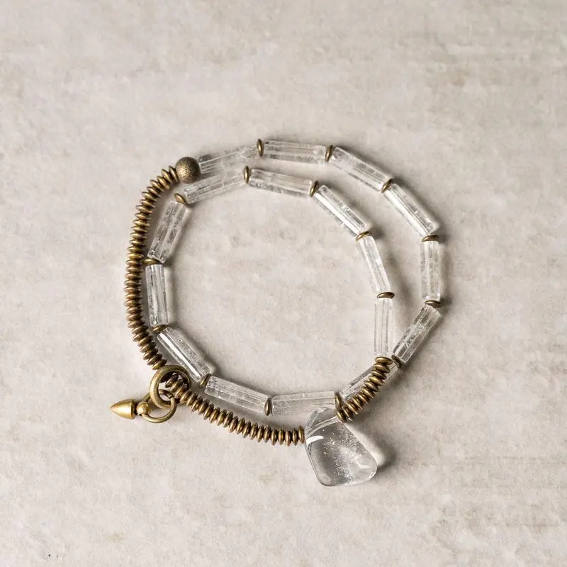 Clear Quartz Wrap Bracelet Industrial Crystal Jewelry