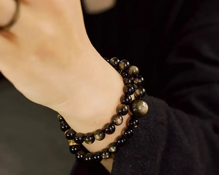 Double-Layer Cat’s Eye Golden Obsidian Bracelet | Spiritual Jewelry 6 - Buddha Bodhis Double-Layer Cat’s Eye Golden Obsidian Bracelet