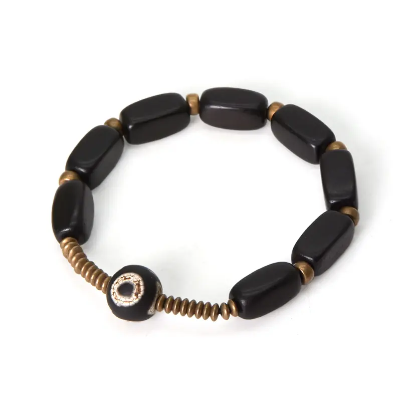 Dzi Bead Ebony Wood Bracelet