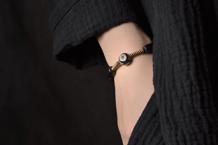 Dzi Bead Ebony Wood Bracelet