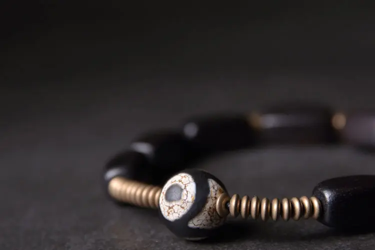 Dzi Bead Ebony Wood Bracelet